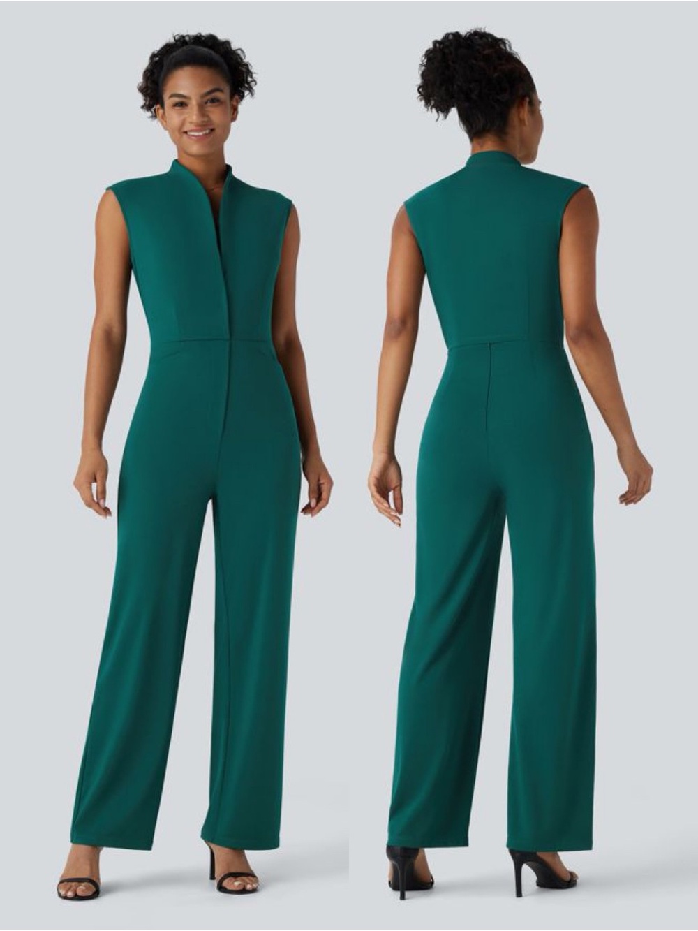 NWT Halara Sleeveless Pocket Work Jumpsuit-Easy Peezy emerald green size XS